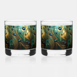 Abstract Glas Turkoois Goud Groen