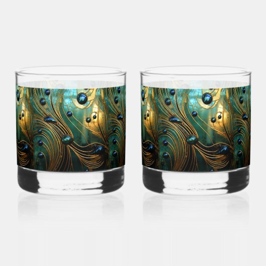 Abstract Glas Turkoois Goud Groen (Voorkant)