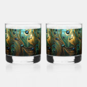 Abstract Glas Turkoois Goud Groen (Achterkant)