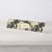 Abstract glazen floreel monogram bureau naambordje (Voorkant)