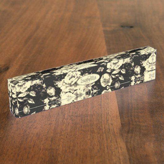 Abstract  glazen floreel monogram naambordje (Zijkant)