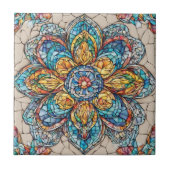 Abstract Glazen in lood bloem Tegeltje (Voorkant)