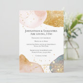 Abstract glinsterend goud roze blauw glitters kaart (Staand voorkant)