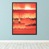 Abstract Glitch Zonsondergang Design Canvas Afdruk (Insitu (Houten vloer))