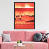Abstract Glitch Zonsondergang Design Canvas Afdruk (Insitu (Woonkamer))