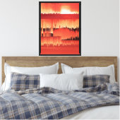 Abstract Glitch Zonsondergang Design Canvas Afdruk (Insitu (Slaapkamer))