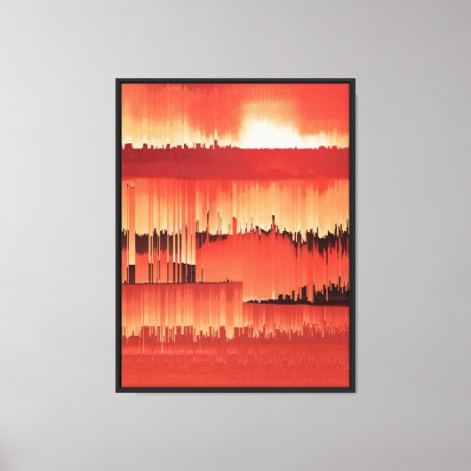 Abstract Glitch Zonsondergang Design Canvas Afdruk (Voorkant)