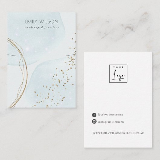 Abstract Glitter Blue Gold Ketting Band-beeldscher Visitekaartje (Voorkant / Achterkant)