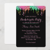 Abstract Glitter Dripping Bachelor Party Kaart (Voorkant / Achterkant)