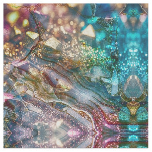 Abstract Glitter en Marmer Roze en Blauw Stof