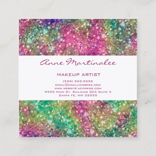 Abstract Glitter Glitz Square Visitekaartje (Achterkant)