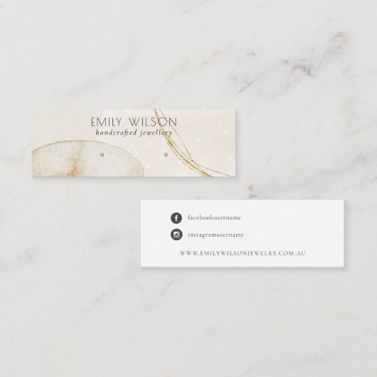 Abstract Glitter Gold Beige Stud Veroorbaar beelds Mini Visitekaartje (Voorkant / Achterkant)