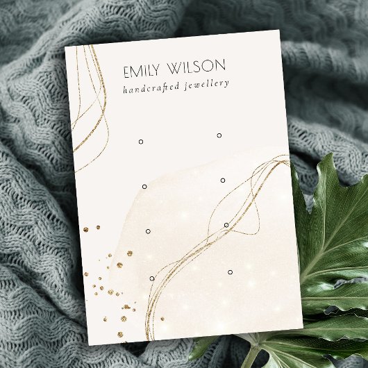 Abstract Glitter Ivory Gold 4 Stud Veroorbaar beel Visitekaartje