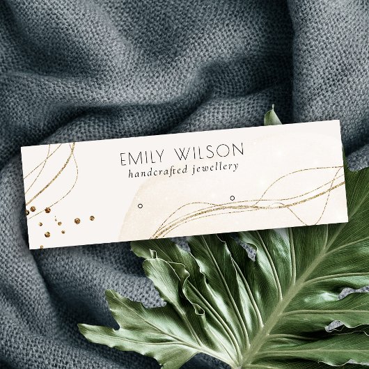 Abstract Glitter Ivory Gold Stud Earning Display Mini Visitekaartje