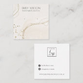 Abstract Glitter Ivory Gold Stud Earning Display Vierkante Visitekaartje (Voorkant / Achterkant)