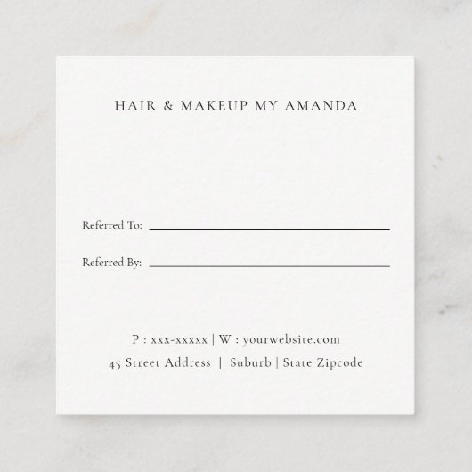 Abstract Glitter Ivory Gold Verwijs een vriend Log Vierkante Visitekaartje (Achterkant)