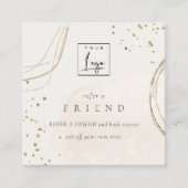 Abstract Glitter Ivory Gold Verwijs een vriend Log Vierkante Visitekaartje (Voorkant)