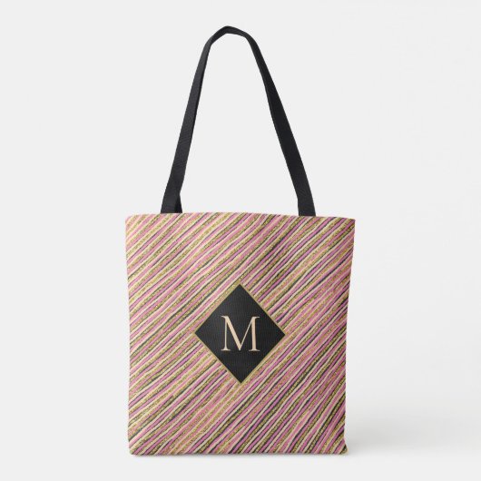 Abstract Glitter Monogram Stripe Tote Bag (Achterkant)