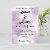 Abstract glitter purple wedding uitnodiging (Staand voorkant)