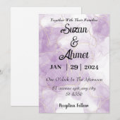 Abstract glitter purple wedding uitnodiging (Voorkant / Achterkant)