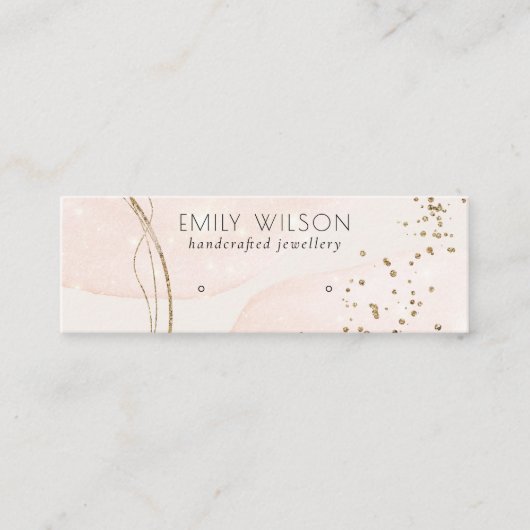 Abstract Glitter Roos Gold Stud Earning Display Mini Visitekaartje (Voorkant)