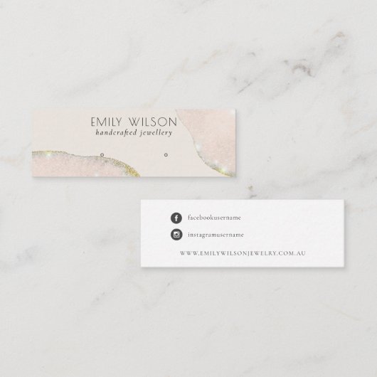 Abstract Glitter Roos Gold Stud Earning Display Mini Visitekaartje (Voorkant / Achterkant)