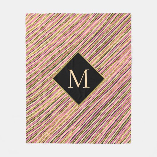 Abstract Glitter Sparkle Monogram Fleece Deken (Voorkant)