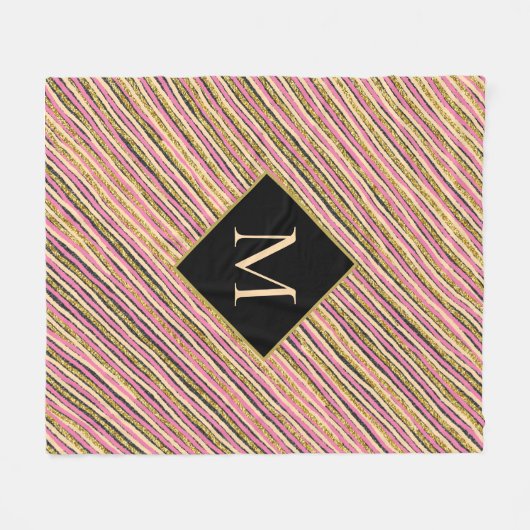 Abstract Glitter Sparkle Monogram Fleece Deken (Voorkant (Horizontaal))