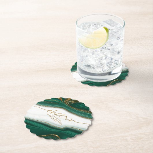 Abstract Glitter Strata Trouwkaarten Groen ID903 Kartonnen Onderzetters (Insitu)