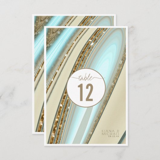 Abstract Glitter Strata Wedding Table Number ID903 Kaart (Voorkant / Achterkant)