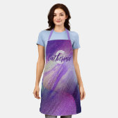 Abstract Glitterende Neon Magenta Naam & Monogram Schort (Gedragen)