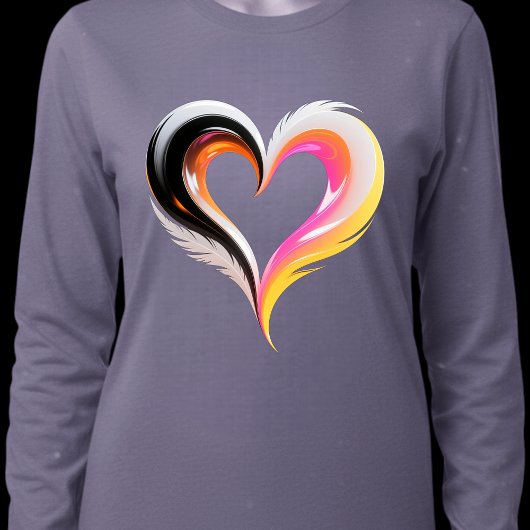 Abstract Glossy Feathered Heart Pop Art T-shirt