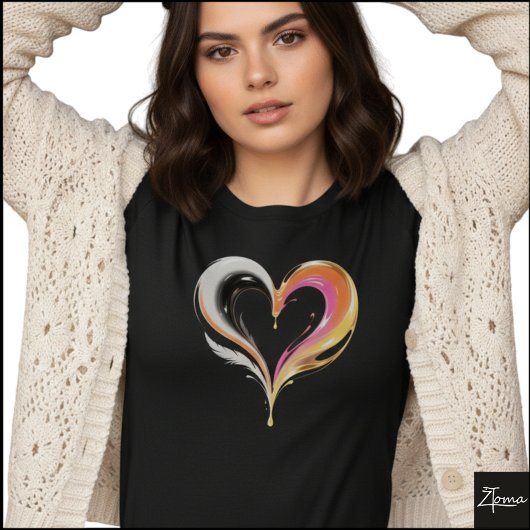 Abstract Glossy Swirl Heart Pop Art T-shirt