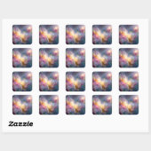 Abstract glowing pastel floral composition vierkante sticker (Vel)