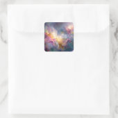 Abstract glowing pastel floral composition vierkante sticker (Tas)