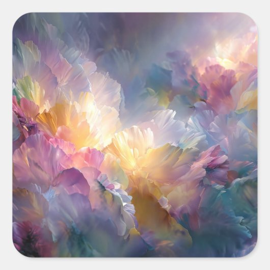 Abstract glowing pastel floral composition vierkante sticker (Voorkant)