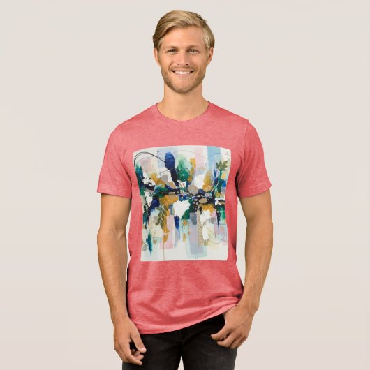 Abstract Gold and Green Tri-Blend Shirt (Voorkant volledig)
