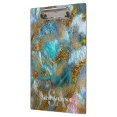Abstract Gold Blauwgroen Faux Folie Glitter Name M Klembord (Links)