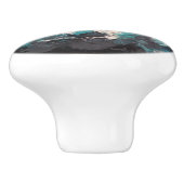 Abstract Gold Blauwgroen Keramische Knop (Zijkant)