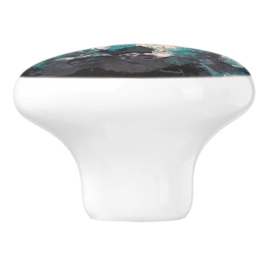 Abstract Gold Blauwgroen Keramische Knop (Zijkant)