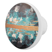 Abstract Gold Blauwgroen Keramische Knop (Rechts)