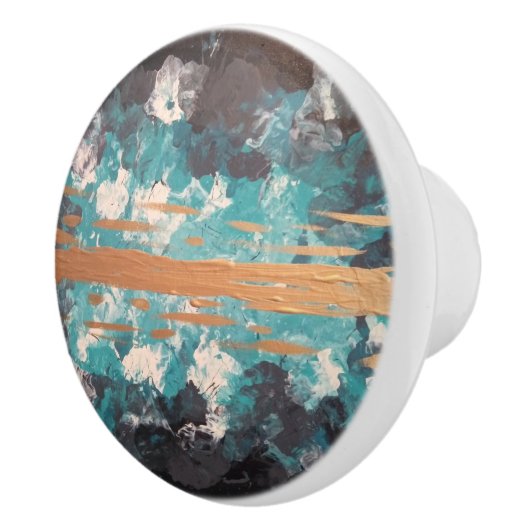 Abstract Gold Blauwgroen Keramische Knop (Rechts)