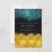 Abstract Gold Blauwgroen Ocean Glitter Black White Kaart (Voorkant)