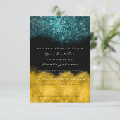 Abstract Gold Blauwgroen Ocean Glitter Black White Kaart (Staand voorkant)