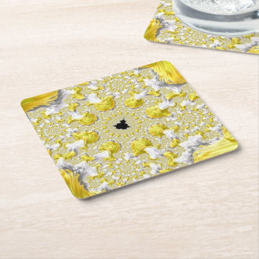 Abstract Gold Fractal Kartonnen Onderzetters (Schuin)