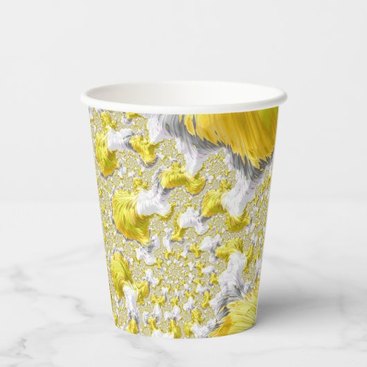 Abstract Gold Fractal Papieren Bekers (Achterkant)