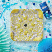 Abstract Gold Fractal Papieren Bordje (Feest)