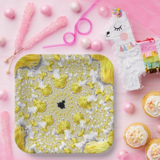 Abstract Gold Fractal Papieren Bordje (Feest)