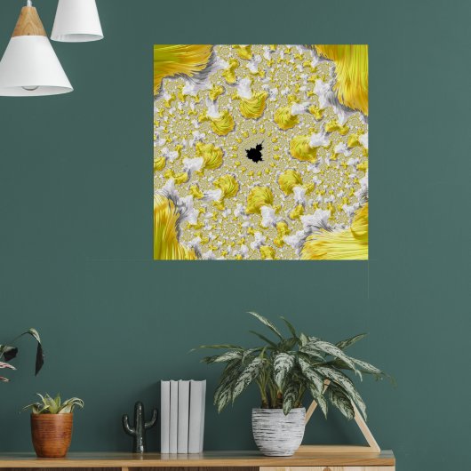 Abstract Gold Fractal Poster (Woonkamer 1)