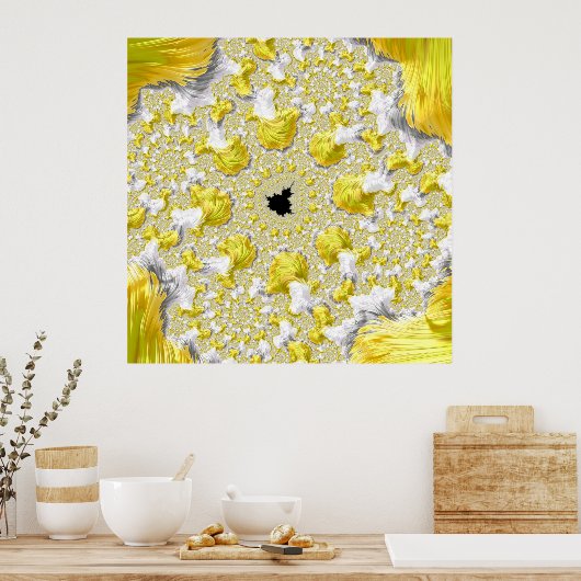 Abstract Gold Fractal Poster (Keuken)